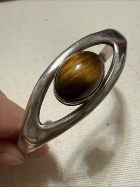 Sterling Silver 925 Tiger's Eye Oval Statement bracelet
